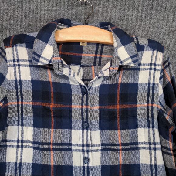 Woolrich Mens Button-Up Shirt Blue Plaid Medium Long Sleeve Chest Pockets - Picture 3 of 12